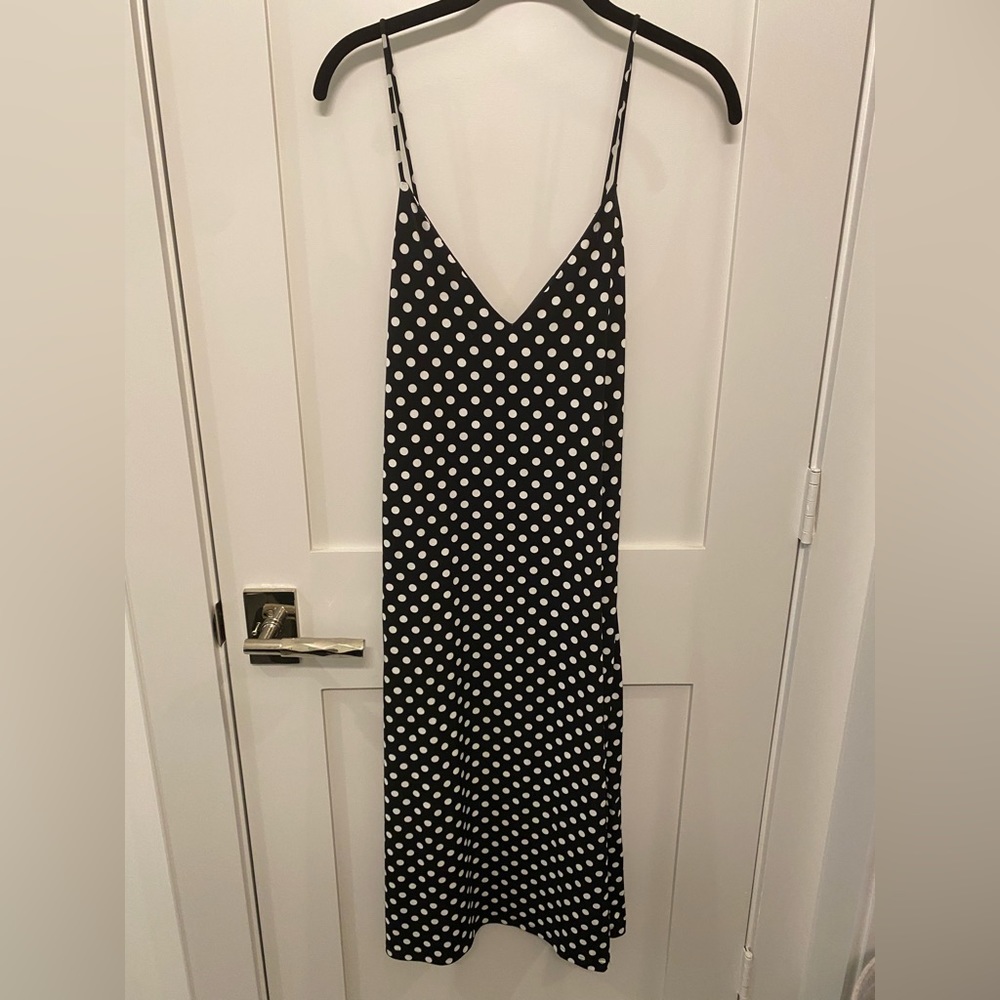 Satin like polka dot maxi dress